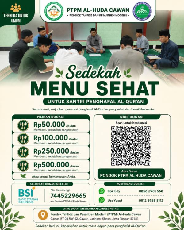 Donasi Menu Sehat Untuk Santri Penghafal Al Quran (Agustus 2026)